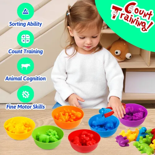 Miniatura 5 de Juguetes para contar dinosaurios, juegos a juego, clasificación, actividades de aprendizaje, manipulativos preescolares, juguetes Montessori