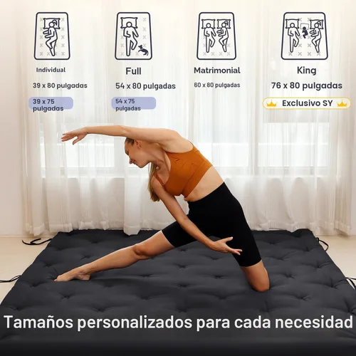 Miniatura 5 de Syrinx Colchón de Futón de Suelo Japonés Tamaño Individual 75"x39", Cama de Suelo Perezosa Plegable Engrosada para Adultos, Tumbona Enrollable