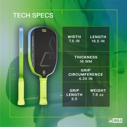 Miniatura 2 de JOOLA Agassi Heat Vision 16mm Pala de pickleball - Nueva forma con zona de punto dulce extendida - Superficie de fibra de carbono texturizada
