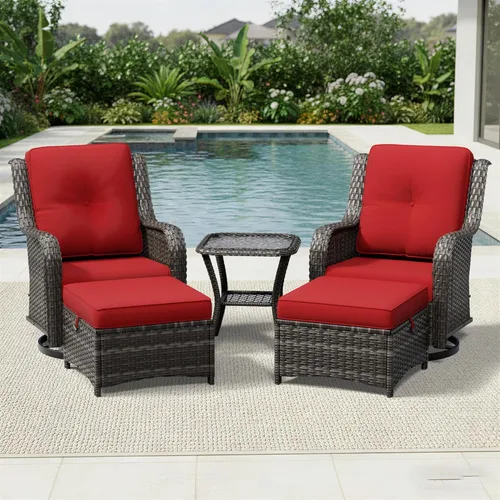 Miniatura 35 de Joyside Juego de sillas de mimbre para patio, juego de 3 piezas de mimbre para exteriores con 2 sillas reposabrazos y 1 mesa auxiliar para terraza