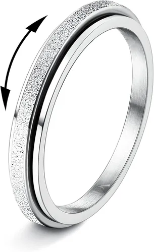 Miniatura 13 de Diamday Anillos para la ansiedad para mujeres y hombres, 2 0.157 in, anillo giratorio de acero de titanio para aliviar la ansiedad y el estrés