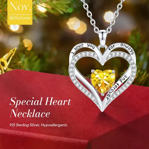 Miniatura 76 de CDE Collares de piedra natal para mujer, plata de ley 925, collar con colgante de corazón para siempre, Navidad, cumpleaños, aniversario, día de San