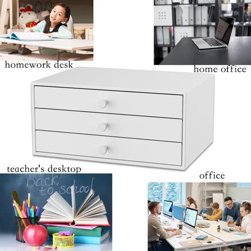 Miniatura 7 de Svartur Cajoneras de escritorio, organizador de escritorio de metal con cajones de almacenamiento para archivos A4, organizador de archivos de Blanco