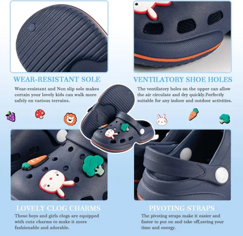 Miniatura 2 de KIDSUN Zuecos de jardín para niños y niñas, sandalias de agua sin cordones, ligeras, para exteriores, verano, playa, piscina