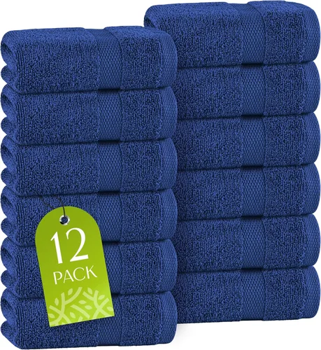 Miniatura 43 de Toallas de mano blancas clásicas para baño [paquete de 12] Toallas de mano de algodón a granel para gimnasio, cocina y spa, 16x27 pulgadas, toallas