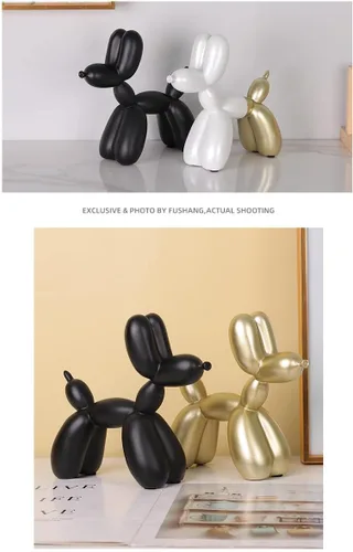 Miniatura 3 de Lindo globo de resina para perro, estatua de animales, adornos para decoración del hogar (negro)