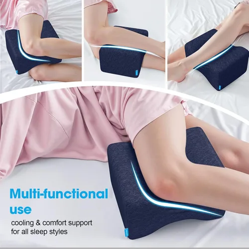 Miniatura 6 de Almohada de rodilla para personas que duermen de lado con gel refrescante, almohada de elevación de espuma viscoelástica para alineación