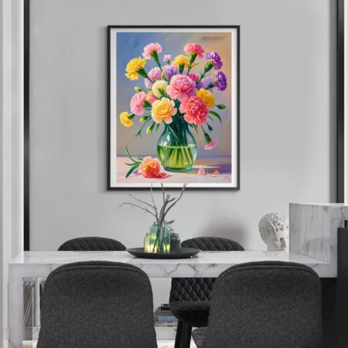 Miniatura 4 de ACANDYL Kit de pintura de flores por números para adultos principiantes pintura por números para adultos, lienzo de clavel, pintura por números