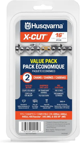 Miniatura 8 de Husqvarna X-Cut SP33G - Cadena de motosierra de 16 pulgadas, paso de 0.325 pulgadas, calibre de 0.050 pulgadas, 66 eslabones de transmisión