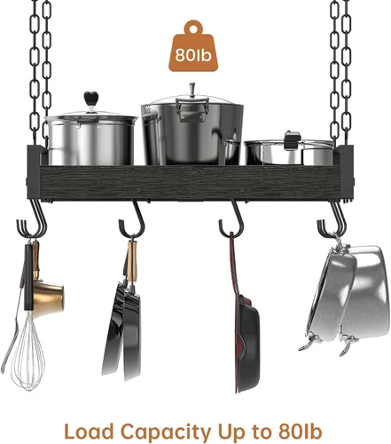 Miniatura 7 de Creso hom Estante Colgante para Ollas, 24x13 Pulgadas Colgadores de Ollas para Cocina, Estante Colgante para Sartenes con 12 Ganchos en Forma de S