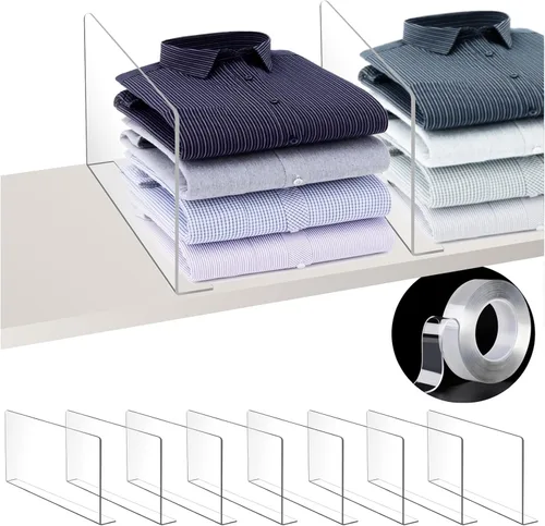 Miniatura 8 de Paquete de 10 separadores de armario para colgar ropa, organizadores de armario de plástico duradero, perfectos para barras de armario, estantes