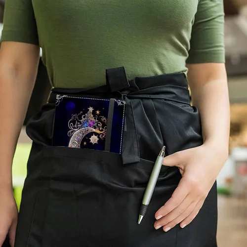 Miniatura 6 de Cartera de cuero para camarera, con cremallera y soporte para libro de cheques, bolsillo para dinero, organizador personal para delantales, estrella