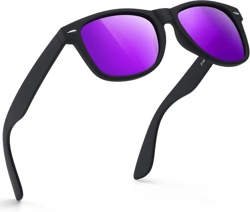 Miniatura 32 de FEIDUSUN Lentes de sol polarizados para hombre y mujer, lentes de sol retro negros para conducir, pescar, protección UV