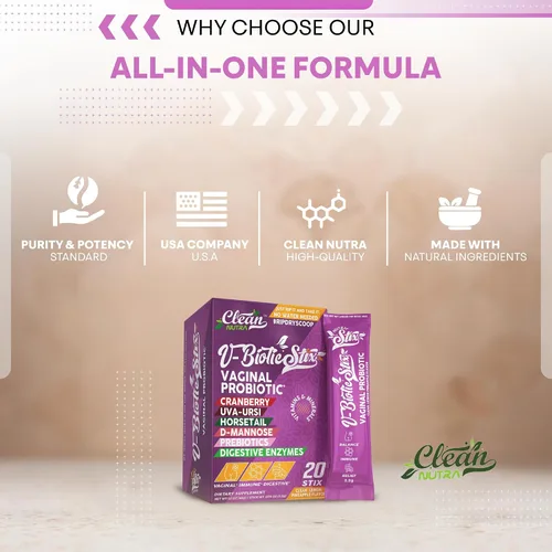 Miniatura 7 de Clean Nutraceuticals Probióticos vaginales para mujeres con extracto de arándano, D-manosa, prebióticos, equilibrio de pH para mujeres, salud