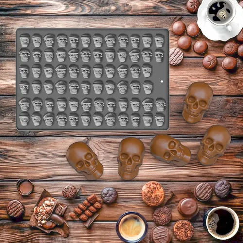 Miniatura 5 de Moldes de silicona de calavera para Halloween, 70 moldes de silicona de grado alimenticio para Halloween, para gomitas, galletas, dulces, dulces