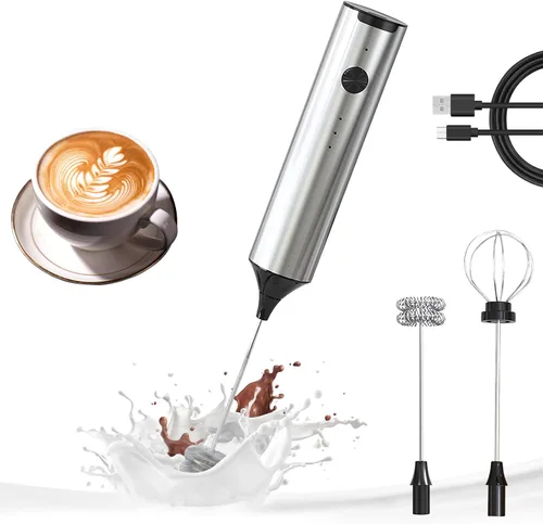 Miniatura 12 de YARRAMATE Varita espumadora de leche eléctrica con batidor y soporte de acero inoxidable, mezclador de café recargable rápido con 3 velocidades
