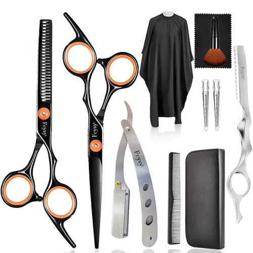 Miniatura 13 de Kit de tijeras para cortar y degrafilar el cabello, kit profesional de tijeras para mezclar cabello Fcysy, tijeras de peluquero para corte