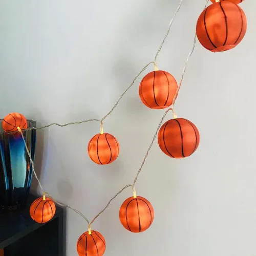 Miniatura 12 de 5.4 ft de largo, 10 pelotas deportivas para interiores, funciona con pilas, luces LED con forma de tenis, luz nocturna para Halloween, Navidad