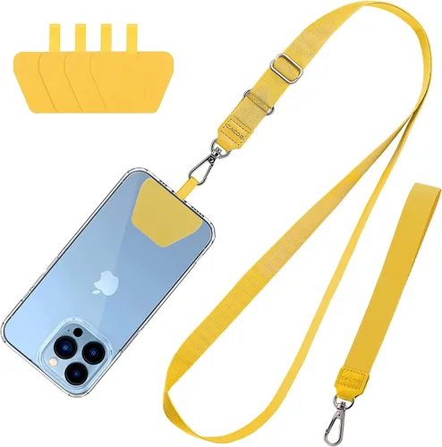 Miniatura 10 de CACOE Cordón para teléfono, 2 unidades, 1 correa ajustable para el cuello, 1 correa de muñeca, 2 almohadillas, cordón universal multifuncional