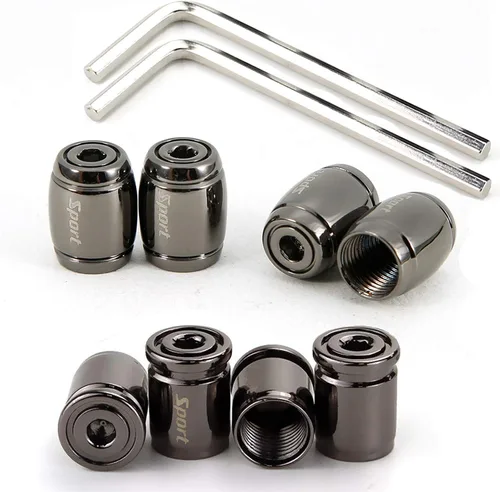 Dsycar Paquete de 8 tapas de válvula de neumático con bloqueo, diseño antirrobo, con anillo de goma O, tapones universales de aluminio para válvulas