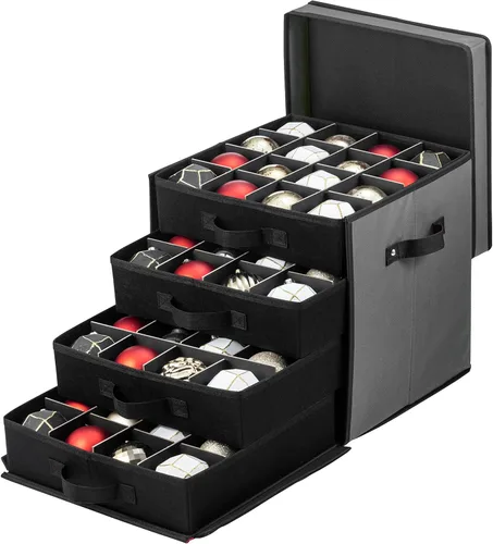 Miniatura 12 de Caja de almacenamiento grande de adornos navideños de alta calidad, con apertura lateral, bandejas estilo cajón, compartimento de 3 pulgadas, 8