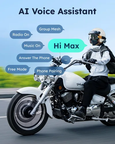 Miniatura 4 de ASMAX S1 - Auriculares Bluetooth para motocicleta con control de voz inteligente, sistemas de comunicación de casco de malla, cancelación