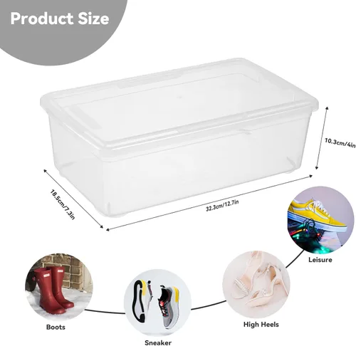 Miniatura 4 de novelinks Contenedores de almacenamiento de plástico transparente de 6 cuartos con tapas transparentes, caja apilable, contenedor organizador