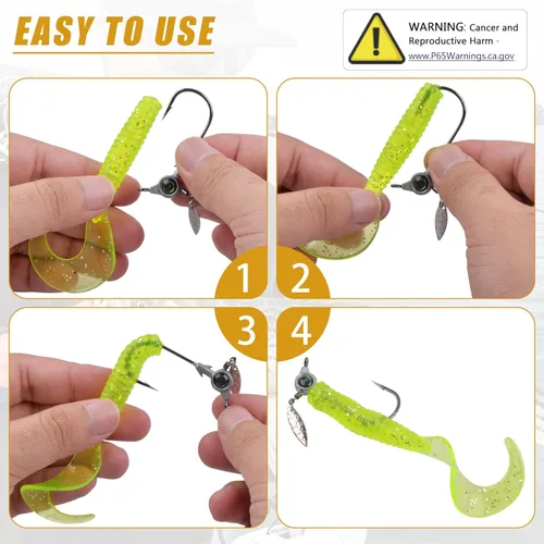 Miniatura 5 de Juego de cabezas de plantilla de pesca, 15/20 piezas de anzuelos de cabeza de plantilla de pesca Underspin jig Heads Jig Hook Lure con cabeza