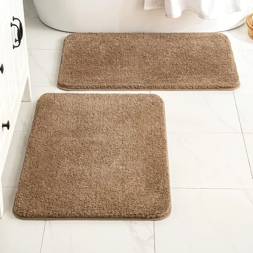 Miniatura 49 de MIULEE Juego de 2 alfombras de baño antideslizantes peludas extra gruesas y suaves, alfombrillas de baño de microfibra suave absorbente de agua