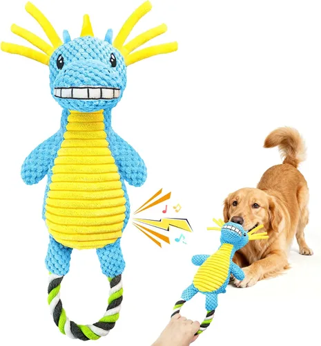 Fuufome Juguetes chirriantes para perros grandes: juguetes duraderos para perros grandes para razas medianas y pequeñas - Juguetes de peluche para