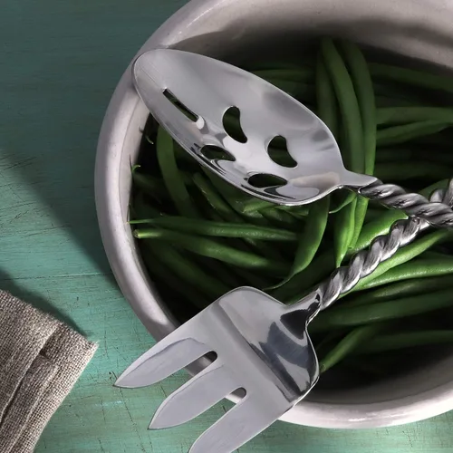 Miniatura 3 de Gourmet Settings - Juego de cubiertos de anfitriona de 5 piezas - Colección Silver Tear - Juego de cubiertos de metal pulido - Utensilios de cocina