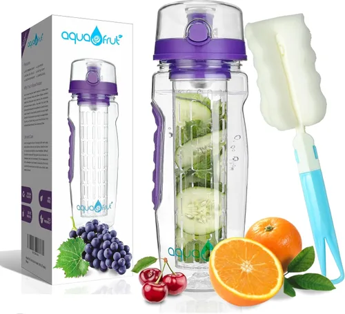 Miniatura 10 de AquaFrut - Botella de agua con infusor de frutas de 32 onzas, sin BPA, botella deportiva de infusión de frutas, tapa abatible con boquilla