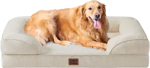 Miniatura 101 de EHEYCIGA - Cama ortopédica para perro grande, impermeable, de espuma viscoelástica y espuma tipo caja de huevos, bordes elevados, antideslizante