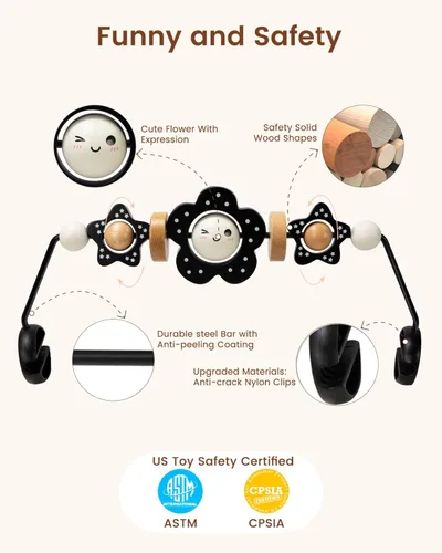 Miniatura 4 de TinlyFinly Baby Bouncer - Barra de juguete de madera compatible con Baby Bjorn Bouncer, accesorio de juguete de ajuste apretado y seguro, muy