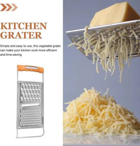 Miniatura 2 de Rallador de queso 3 en 1, cortador de mandolina, 2 piezas de acero inoxidable, cortador de verduras, triturador de juliana con mango de agarre