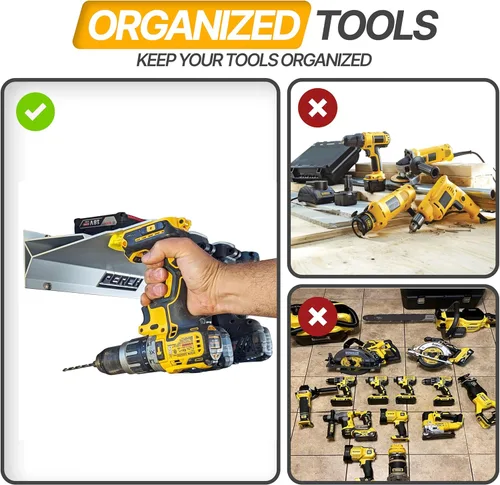 Miniatura 6 de PERCH Paquete de 6 soportes de pared para herramientas inalámbricas DeWalt de 20 V/60 V, soporte de pared para taladro DeWalt con 12 tornillos