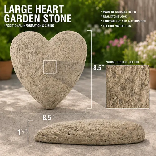 Miniatura 3 de GiftsForYouNow Piedra conmemorativa de resina personalizada en forma de corazón, 8.5 pulgadas, impermeable, interior/exterior, Always in My Heart
