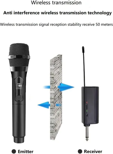 Miniatura 5 de Micrófono inalámbrico solo para entrada de micrófono, micrófono multiusos recargable UHF, micrófonos (trabajo de 10 horas), rango de 150 pies