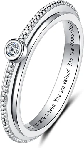 Miniatura 8 de ZOEXUE Anillo giratorio de ansiedad - Cruz/Margarita/Estrellas lunares/Circonita cúbica/Huella de pata en plata de ley, anillo para aliviar