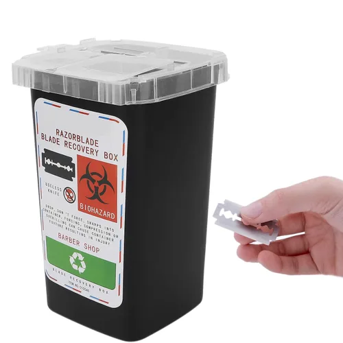 Miniatura 6 de FILFEEL Caja de eliminación de cuchillas, contenedor de cuchillas de desecho, peluquería, peluquería, peluquería, cuchillo de afeitar, caja