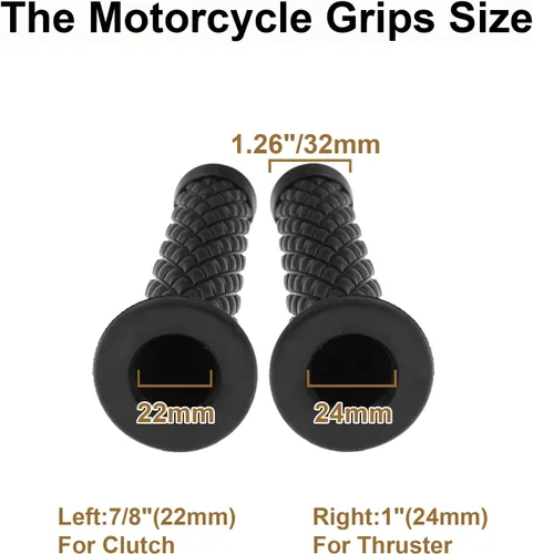 Miniatura 3 de Empuñaduras universales de motocicleta – Puños de goma antideslizantes para motocicleta Harley Honda, Yamaha, Suzuki, Kawasaki, Dirt Bike Negro