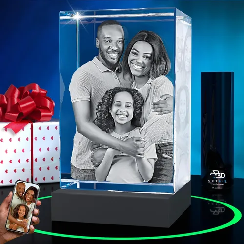 Miniatura 19 de ArtPix - Foto de cristal 3D, regalos personalizados para papá, mujeres, esposa, abuelo, gran regalo personalizado con tu propia foto, grabado en 3D