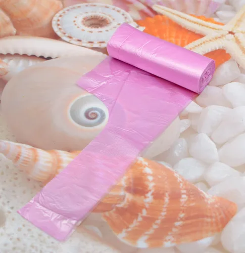 Miniatura 7 de Bolsas de basura de baño de 4 galones, 5 rollos/100 unidades, asas pequeñas, bolsas de basura para oficina, cocina, dormitorio, papelera, coloridas