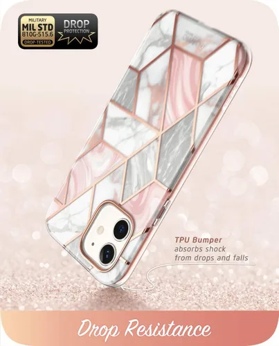 Miniatura 5 de i-Blason Serie Cosmo diseñada para iPhone 12 Mini (2020), funda protectora delgada de cuerpo completo con protector de pantalla integrado, mármol