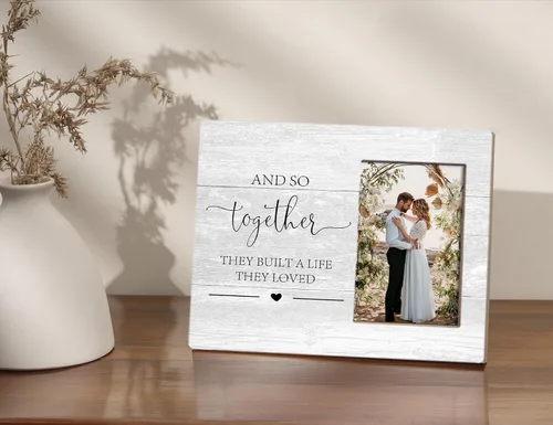 Miniatura 2 de Orchroma Regalos de Boda para Parejas, Marco de Fotos para Parejas, Marcos de Fotos de Amor, Marco de Fotos de Compromiso, Y Así Juntos Construyeron