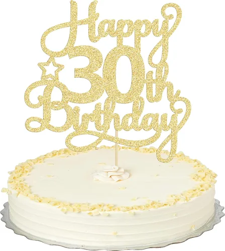 Miniatura 57 de 1 paquete de decoración de pastel de feliz 15 cumpleaños, topper de pastel dorado con purpurina Mis Quince 15, saludos a 15 años, adorno de pastel