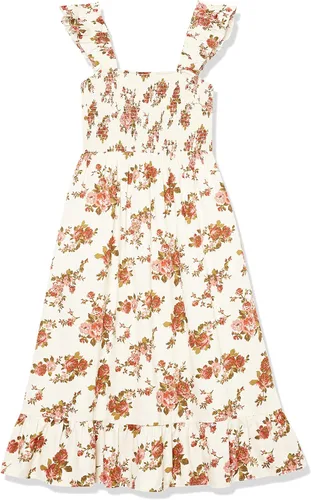 Miniatura 6 de The Drop - Kimi - Vestido fruncido por debajo de la rodilla con volantes en los hombros para mujer