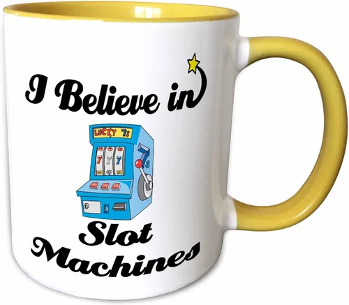 Miniatura 10 de 3dRose I Believe in Slot Machines - Taza de cerámica, 11 onzas, negro/blanco