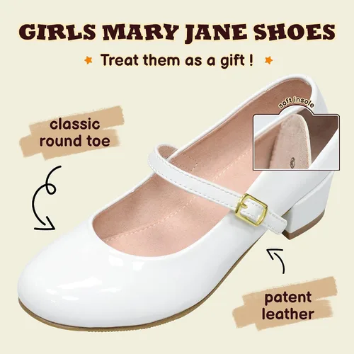 Miniatura 3 de Zapatos de vestir para niñas, zapatos de vestir Mary Jane para niñas, zapatos de princesa para boda, fiesta, niña, zapatos escolares de tacón bajo