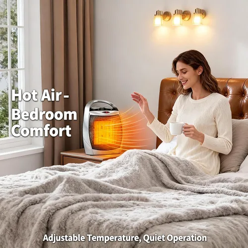 Miniatura 8 de Takywep Calentador de espacio pequeño, calentador eléctrico portátil de 1500 W/750 W, calentador de cerámica de calentamiento rápido PTC